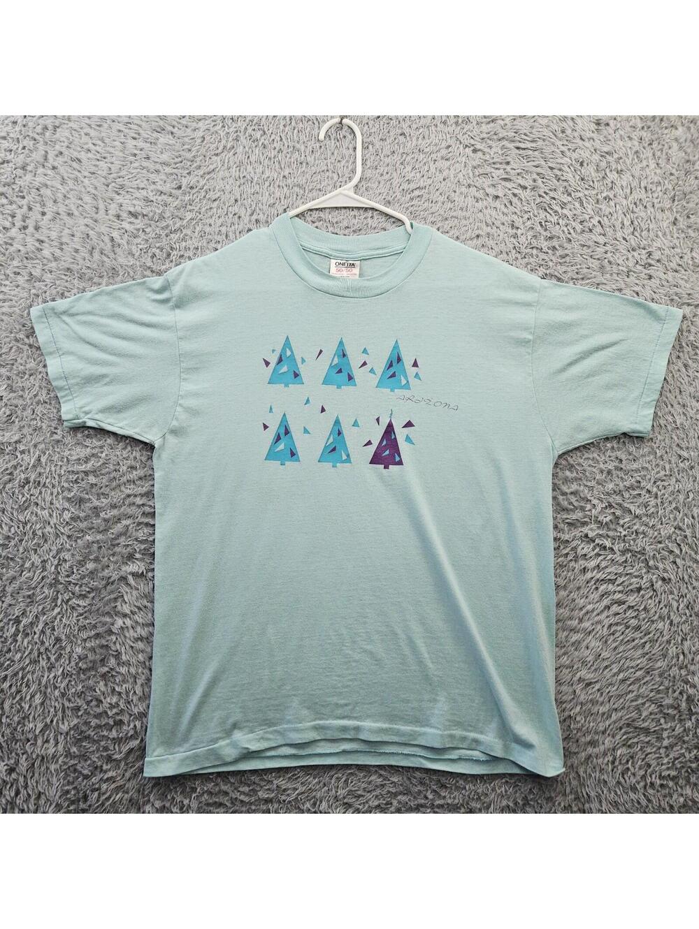 Arizona Vintage T Shirt Pine Trees Flagstaff Triangles ONEITA Men XL (fits L)